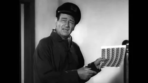 USA - 1955 - John Wayne appears in a PSA for Christmas seals produced by the Stock Footage 288080516