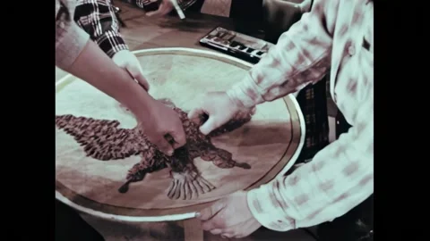 USA - 1956 - Children make a model of the seal of the United States. They hold Stock Footage 327741785