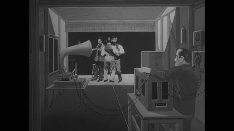 USA - 1956 - Recreation of Thomas Edison's assistant William Dickson filming a Stock Footage 341993809