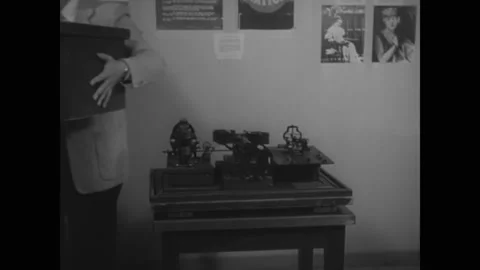 USA - 1956 - The use of one of Thomas Edison's strip kinetograph machines is Stock Footage 341993816
