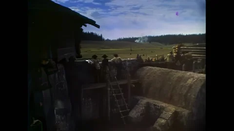 USA - 1956 - In this western, Mohawks invade an army fortress. Stock Footage 313207331