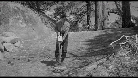 USA - 1958 - In this sci-fi horror, men use metal detectors in the woods and a Stockbeeldmateriaal 323082131