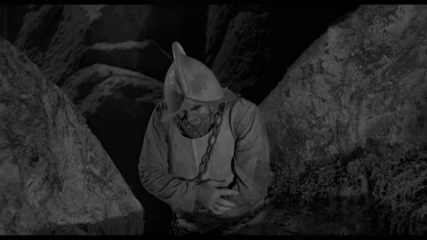 USA - 1958 - In this sci-fi horror, a man shoots a rifle at a giant man in 動画素材 323083076