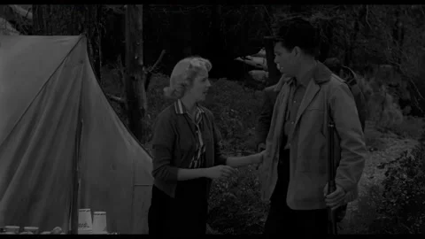 USA - 1958 - In this sci-fi horror, people look for a first aid kit. They talk Stock-Footage 323083555