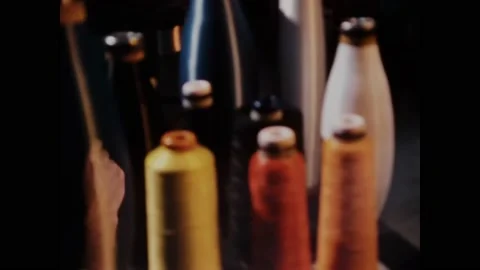 USA - 1958 - Scientists use microscopes to study fibers' physical properties. Stock Footage 284719154