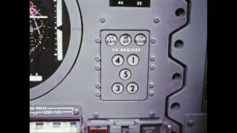 USA - 1960s - Controls in the Apollo Command Module include a computer, space Stockbeeldmateriaal 264661573