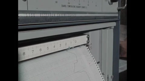 USA - 1960s - A GE printer yields results of an American Can Company chemical 库存影片 340662851