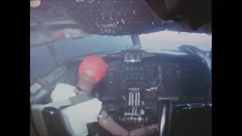USA - 1960s - Slow motion view of the crash test dummy in the cockpit of a Stock Footage 313207565