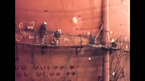 USA - 1961 - Workers complete the construction of a containment sphere for the Stock Footage 284815953