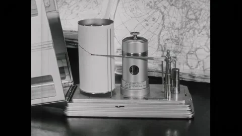 USA - 1962 - A barograph that draws a graph from a barometer is displayed. Stock Footage 328179092