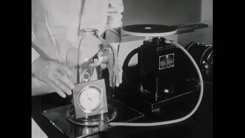 USA - 1962 - An experiment is shown of how a barometer measures air pressure. Stock Footage 328186738
