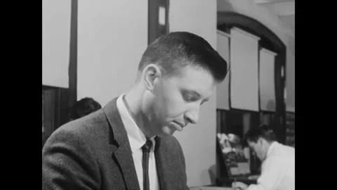 USA - 1963 - Men study agricultural engineering at university and work with the Stock Footage 340662567