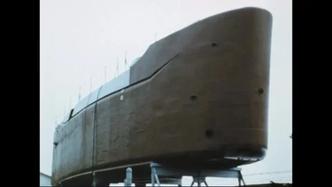 USA - 1963 - THE US Navy bathyscaphe Trieste is redesigned and re-dedicated for Stock Footage 340589744