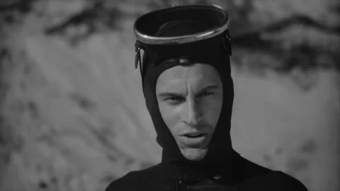 USA - 1964 - In this sci-fi horror movie, a diver wrestles a mad scientist into Stock Footage 308629986