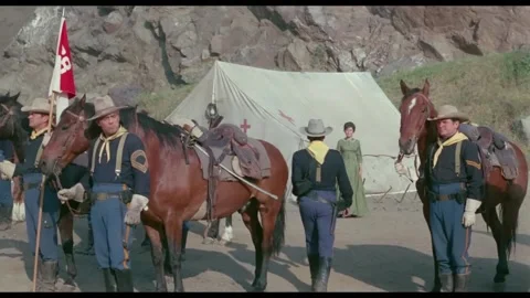 USA - 1964 - In this western, an Apache chief bids farewell to a US Cavalry Video stock 308174879