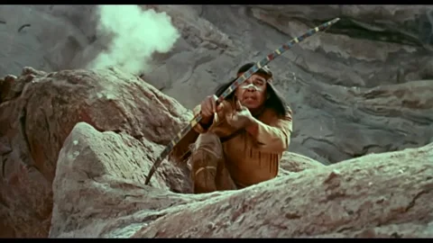USA - 1964 - In this western, Apache warriors knock out a US Cavalry captain Video stock 308177568