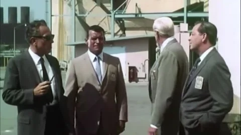 USA - 1966 - In this sci-fi spy thriller, business men meet at an industrial Stock-Footage 325206564