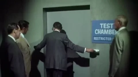 USA - 1966 - In this sci-fi spy thriller, a scientist shows the entrance to a 動画素材 325210351