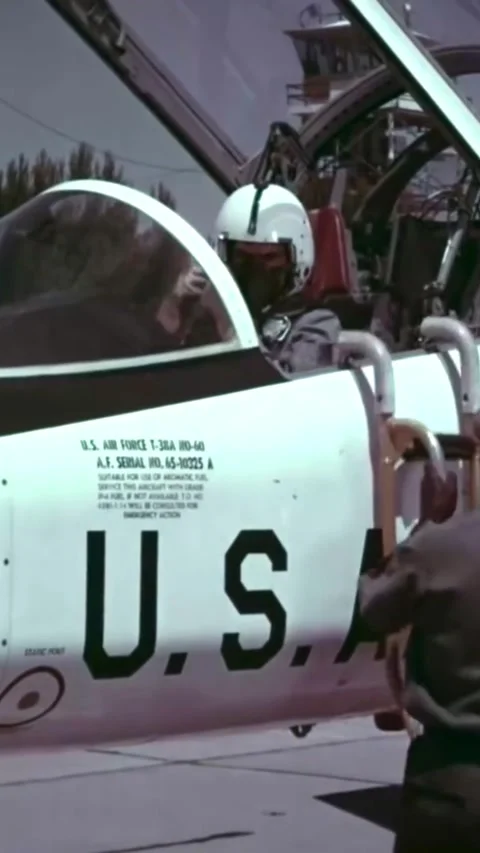 USA - 1966 - A student pilot listens to an instructor and, after landing a Stock Footage 338402444