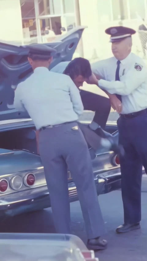 USA - 1968 - US Customs agents check drivers at the US-Mexico border, and detain Stock Footage 339828088