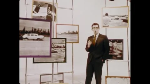 USA - 1970 - A man explains how simple guard rails could help prevent car Stock Footage 340589634