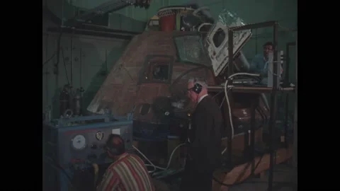 USA - 1970 - NASA technicians begin an oxygen system gas sampling test. Stock Footage 313052731