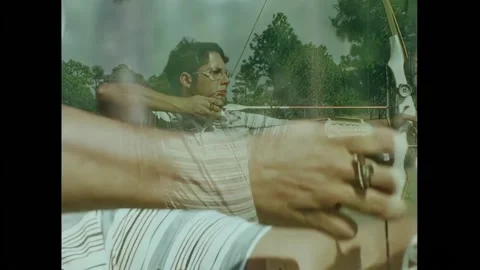 USA - 1978 - An archer demonstrates how to anchor one's drawing position. Stock Footage 301307752