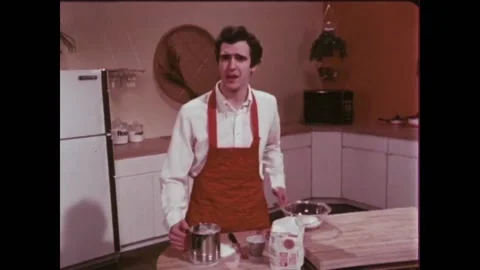 USA - 1981 - A baker demonstrates how to properly measure self-rising flour and Stock Footage 261571123