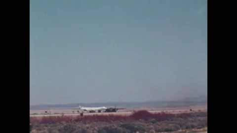 USA - 1983 - A B-1 Lancer aircraft takes off from a US Air Force base. Stock Footage 340590102