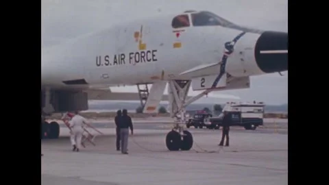 USA - 1983 - Crew members of a B-1 Lancer, including Rockwell's chief test pilot Stock Footage 340590125