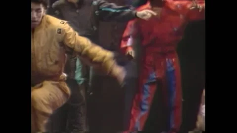 USA - 1984 - A breakdancing ensemble performs on stage. Stock Footage 288086543