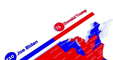 USA 2020 election map showing a Democratic presidential win. Stock Footage 140142738