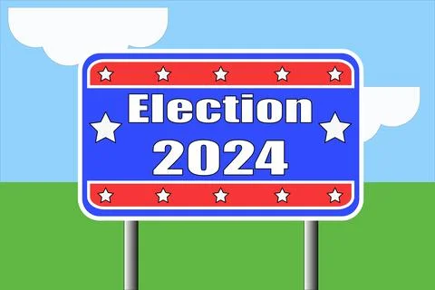 USA 2024 election vector background road sign Stock Illustration