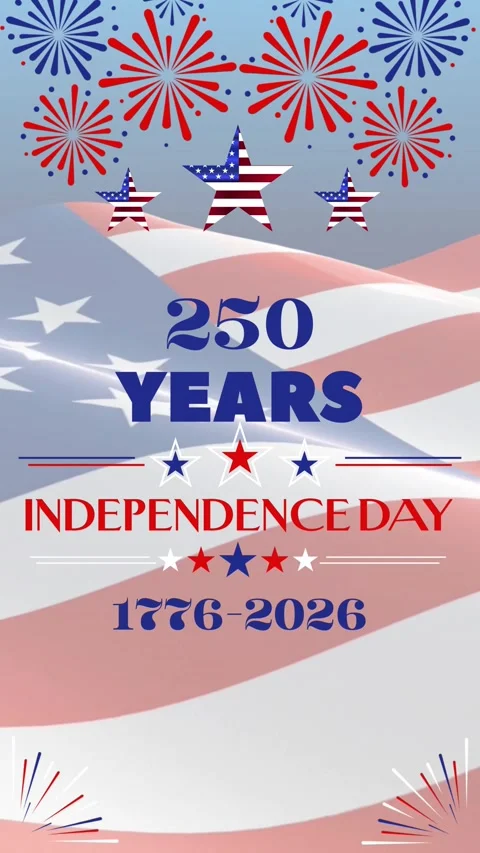 USA 250 Years of Independence Vertical Video Background 1776-2026 Stock Footage 336513341