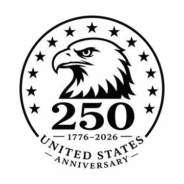 USA 250th Anniversary Eagle Stamp Vector Emblem Stock Illustration