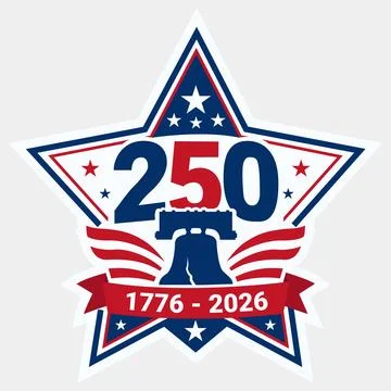 USA 250th anniversary of independence vector sticker with Liberty Bell and .. Stock Illustration