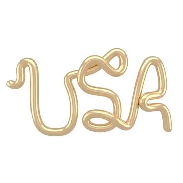 USA, 3d gradient blue and lilac inscription on white background isolated. Stock Illustration