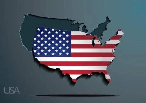 USA 3D paper map / flag Stock Illustration