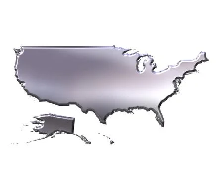 USA 3D Silver Map Stock Illustration