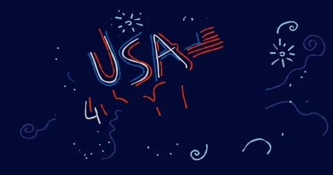 USA 4th of july 2D Animation Stock Footage 100342365