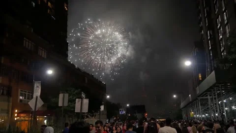 USA 4th of July Independece Day fireworks at night Stock Footage 143477603