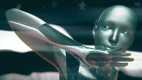 USA AI Artificial Intelligence Concept 스톡 일러스트