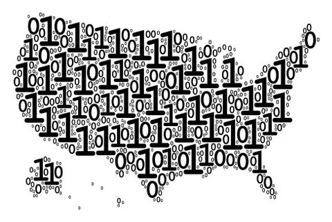USA With Alaska Map Composition of Binary Digits イラスト素材