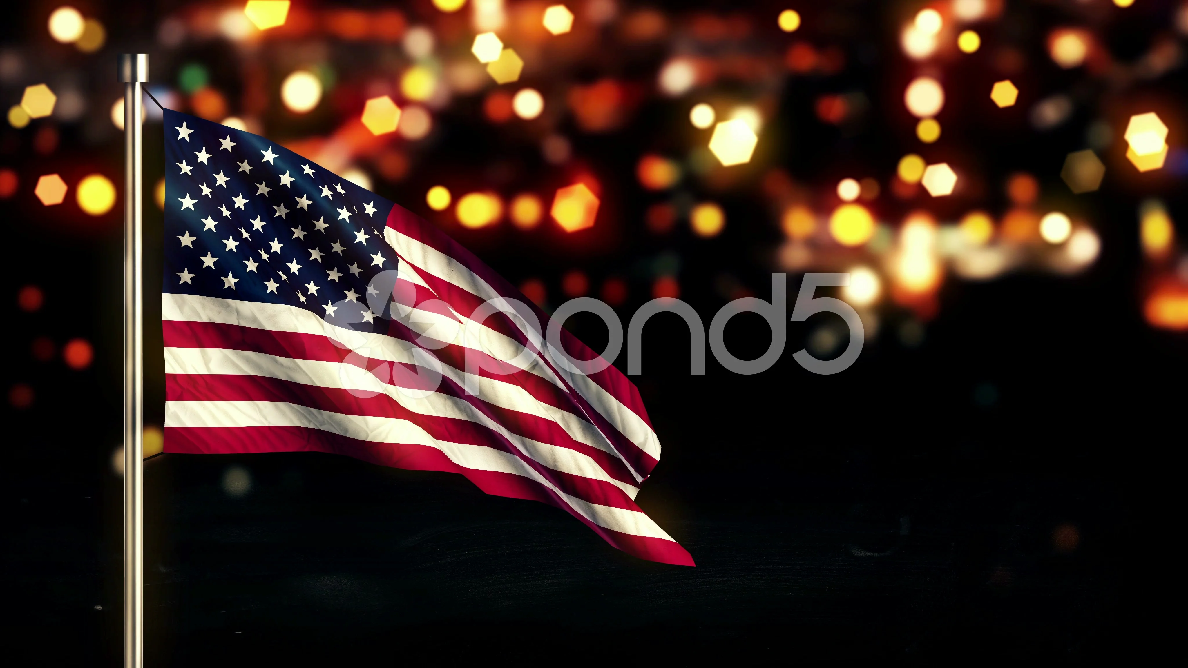 American Flag At Night Lighting