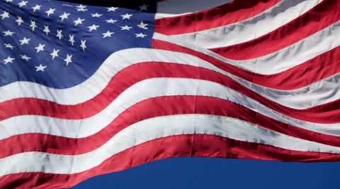 USA American Flag Waving In Winds Stock Footage