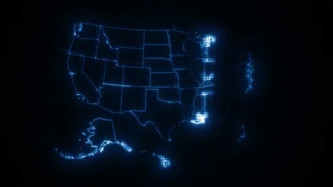 USA American Map Cyber texture By States Animation Stock Footage 143547390