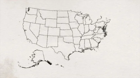 USA American Map Drawing Texture By States Animation Stock Footage 143726331