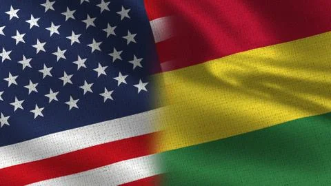 Usa and Bolivia Realistic Half Flags Together Stock Illustration