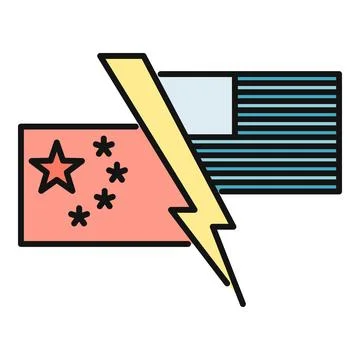 Usa and china flags experiencing geopolitical conflict Stock Illustration
