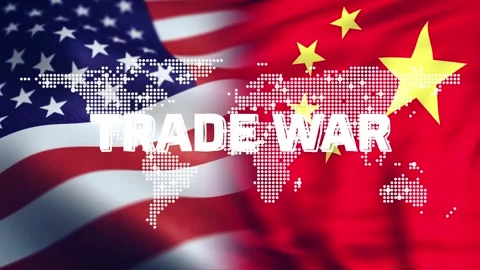 USA and China flags with world map, symbol of shifting global dominance Stock Footage 320379332